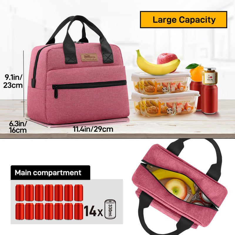 HOMESPON Insulated Lunch Bag for Women Men Lunch Box Cooler Lunch Tote for Work Picnic (Rose) - Image 3